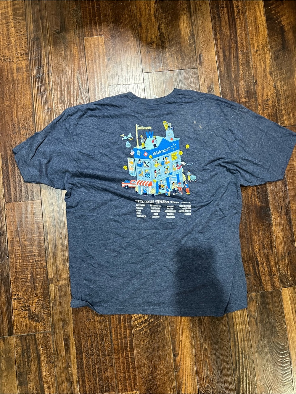 Walmart Associate Week around the globe Navy Blue Crewneck T-Shirt - Picture 2 of 3
